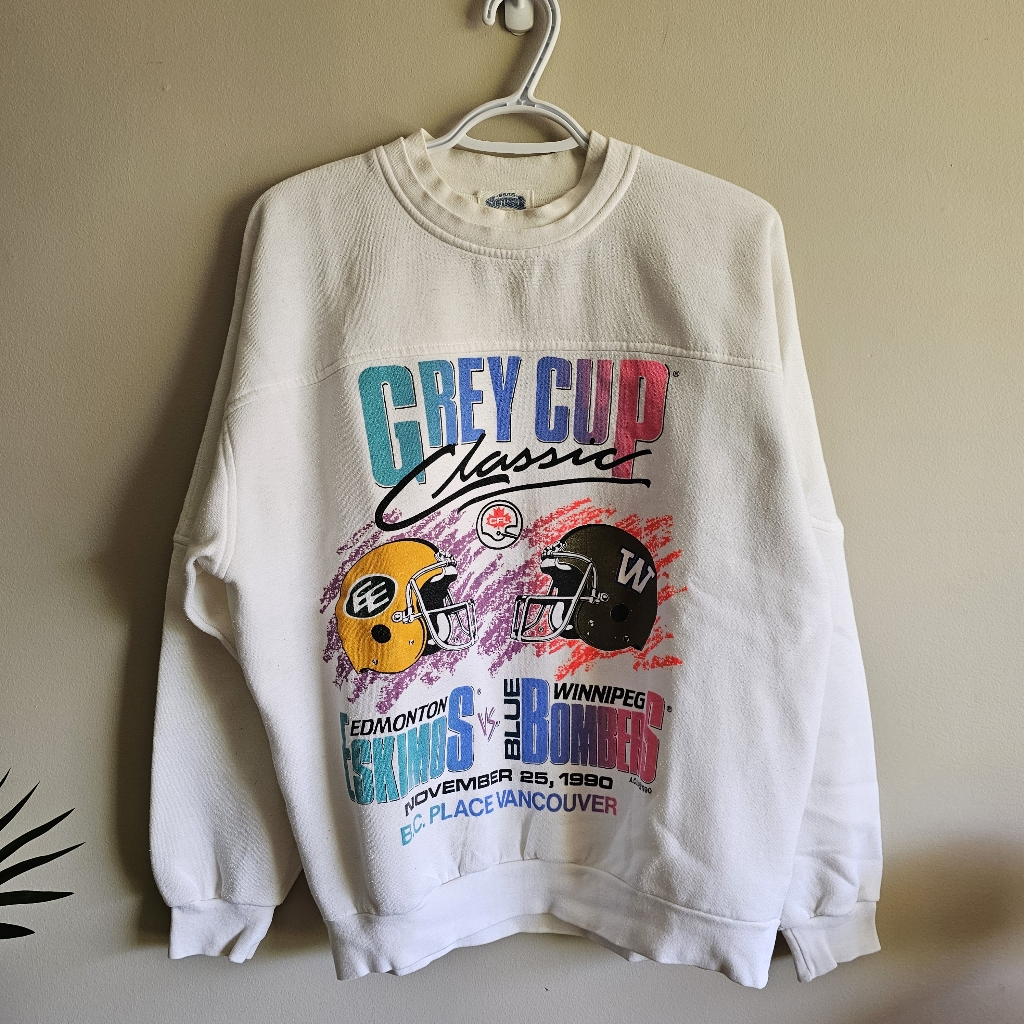 1990 Vintage Grey Cup Sweater Sweatshirt Vancouver Winnipeg Edmonton Cfl